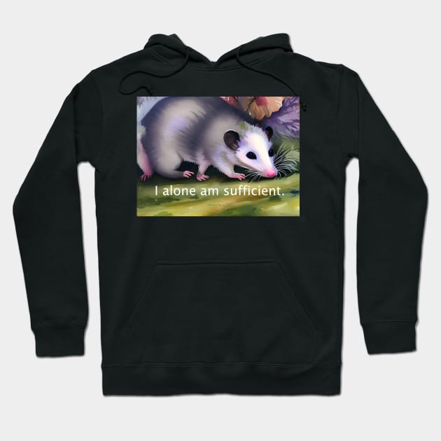 Prosperity mantra with artistic opossum for nature lovers Hoodie by Dok's Mug Store